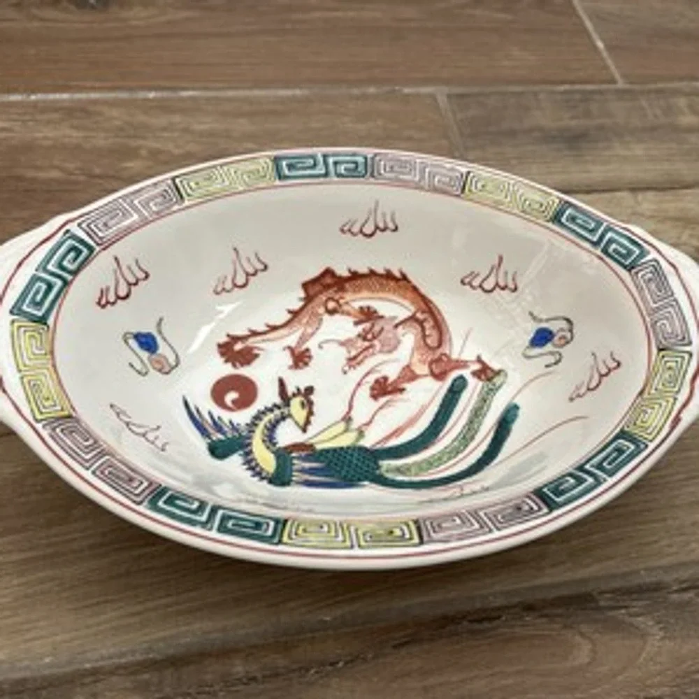 Japanese dishes oval platter, smaller platter, 5 Cups, 5 Bowls‎